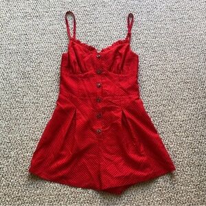 Le Rumi Red Button-Up Romper